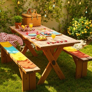 Picnic Table Plans - Step-by-Step Instructions - DIY Woodworking Plans (PDF)-DIY Wooden Picnic Table and Bench Plans