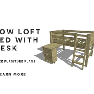 Montessori Loft Bed Plan with Desk & Bookcase | Kids DIY Furniture | Toddler Bunk Bed PDF
