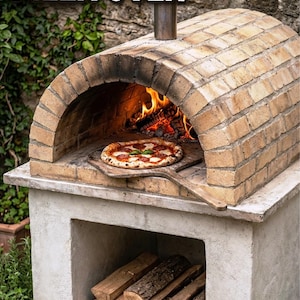 Progetto per forno per pizza in mattoni in formato PDF, guida alla costruzione a legna, planimetria per esterni con misure.