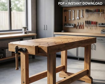 Workbench Plans PDF | DIY Workbench Blueprint | Heavy Duty Garage Workshop Bench | Instant Download