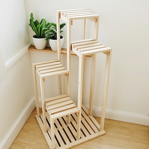 DIY Wood Plant Stand Plans: Modern Indoor Plant Display (PDF Download)