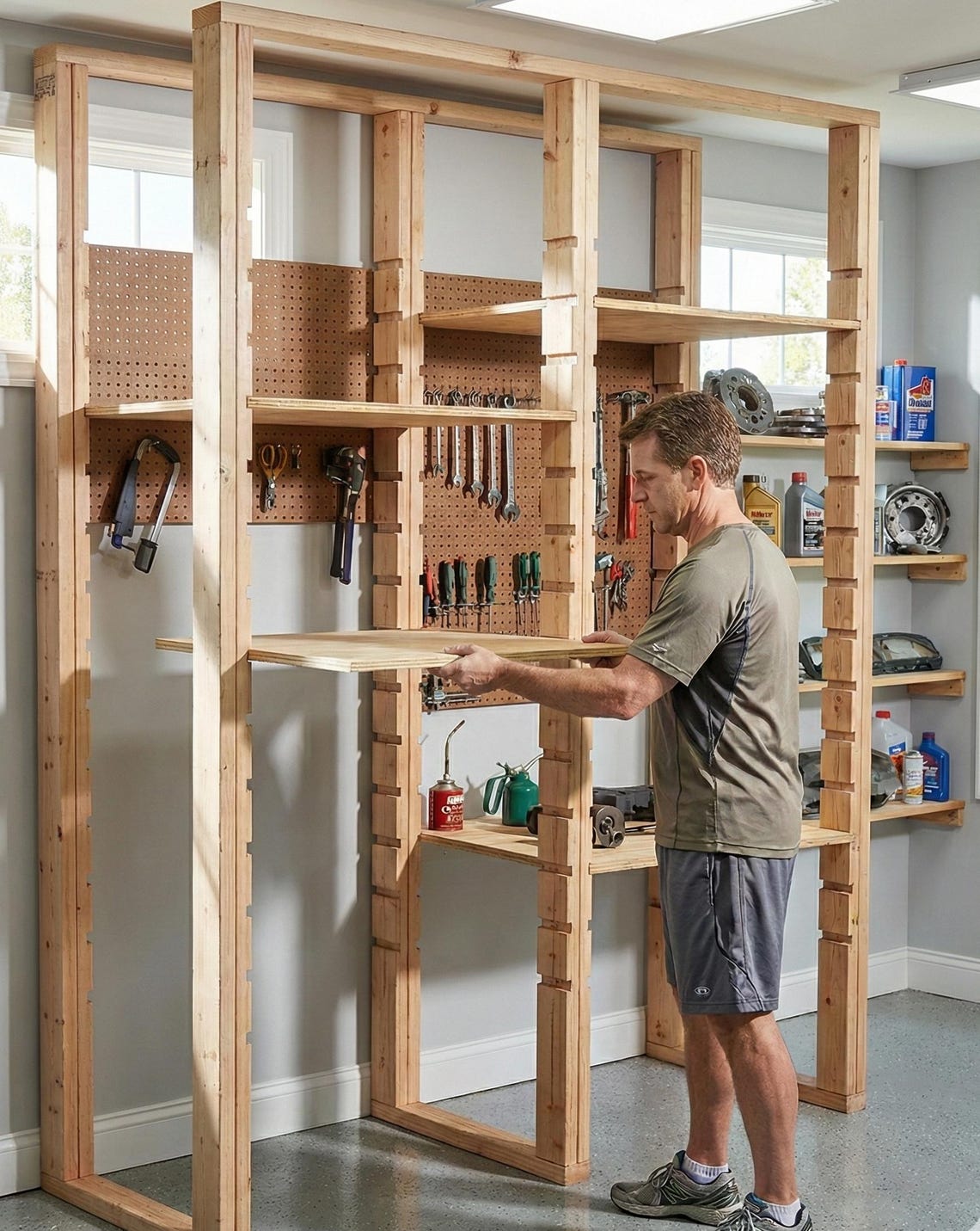 DIY Garage Storage Rack Plans PDF – Modular Wooden Wall Shelving System ...