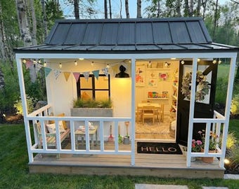 DIY Wooden Playhouse Plans, Cozy Backyard Fort (PDF Guide)