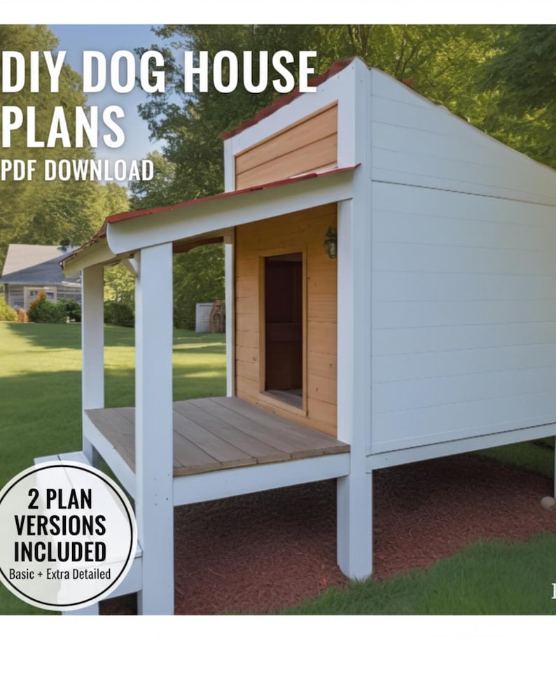 犬小屋のDIY設計図（PDF）｜頑丈な屋外ペットシェルターの作り方｜簡単な木工プロジェクト 画像 1