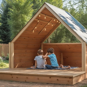 A-Frame Playhouse DIY Plan – PDF Building Guide | Outdoor Wooden Kids House