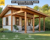 DIY 10x16 Rustic Shed Plans with Porch | Large Garden Office Blueprints | Backyard Guest House Studio | Step-by-Step Woodworking PDF