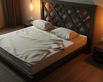 DIY King Size Platform Bed Frame Plan: Modern Headboard Blueprint (PDF Download