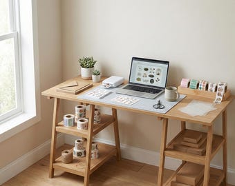 DIY Schreibtisch Pläne PDF | Hölzerner Schreibtisch mit Regalen