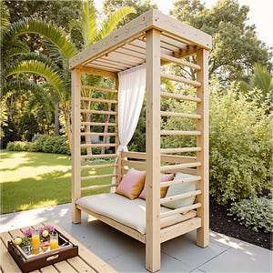 DIY Pergola Plan with Bench: Outdoor Patio PDF Building Guide (Instant Download)