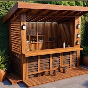 Outdoor Bar Plans - DIY  Bar Design - Easy-to-Build Cedar Bar PDF Plans