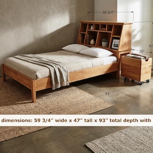 DIY Storage Headboard Plans - Customizable Bed Frame with Shelves and Drawers - PDF Woodworking Plans