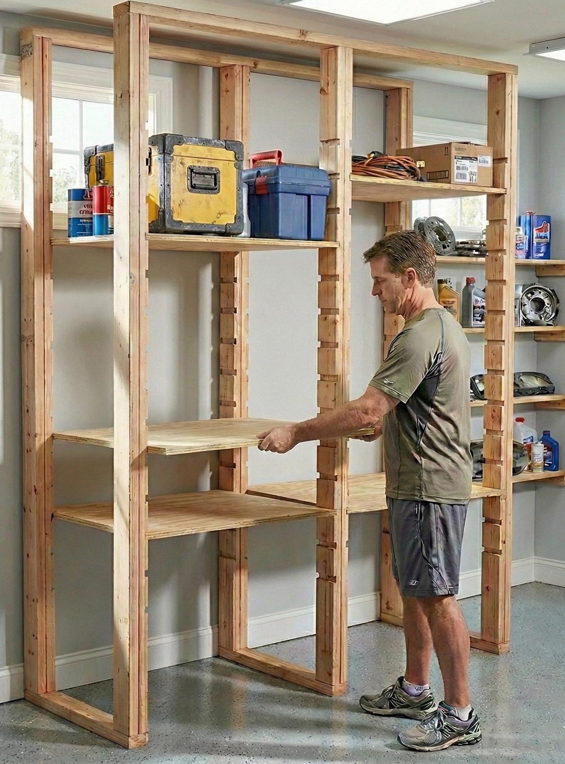 DIY Garage Storage Rack Plans PDF – Modular Wooden Wall Shelving System ...