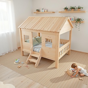 DIY Cabin Bed & Playhouse Plan: Montessori Kids Bed (PDF Building Plans)