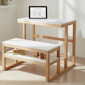 DIY Kids Desk Plans – Montessori Table & Bench Plans, Wooden Children Study Desk, Digital PDF Download
