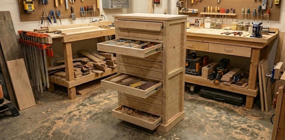 DIY Workshop Storage Cabinet Plans | Tall Tool Organizer PDF