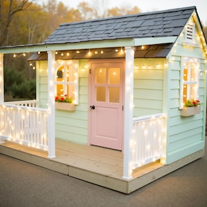 Cozy Playhouse Plans - DIY Children's Outdoor Playhouse With Porch and ...