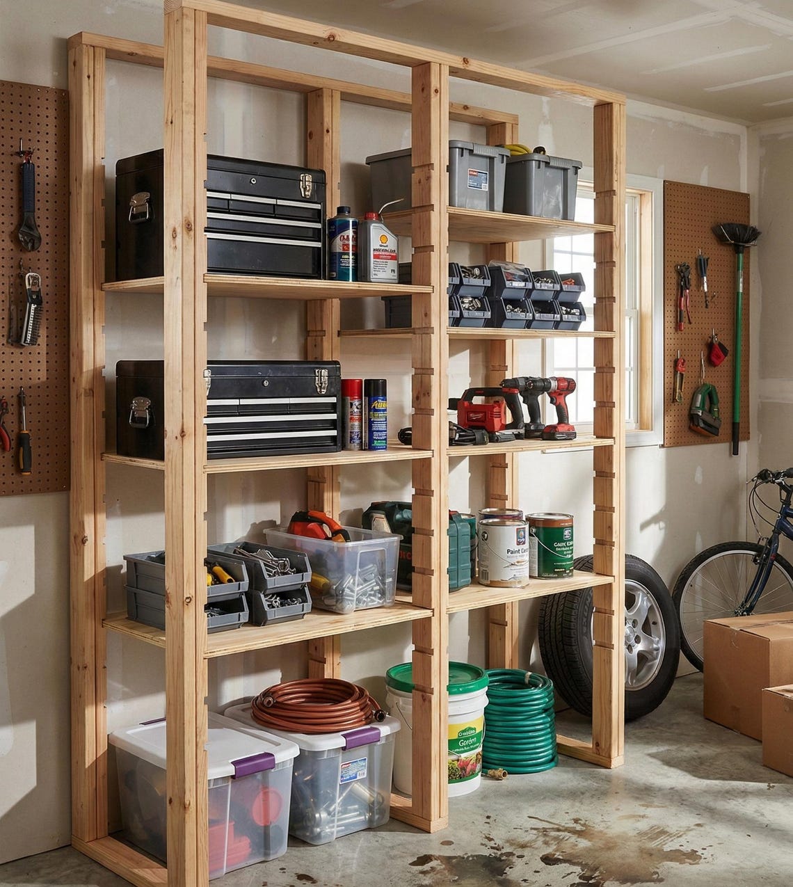 DIY Garage Storage Rack Plans PDF – Modular Wooden Wall Shelving System ...