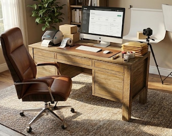 Planos de escritorio de trabajo DIY / Escritorio de oficina grande de madera PDF