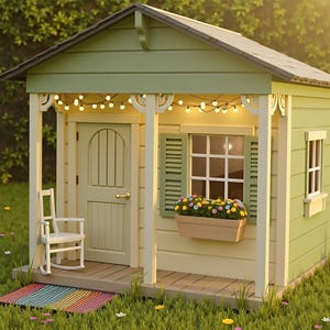 DIY Playhouse Plans with Porch: Kids Outdoor Wooden Playhouse (PDF Download)