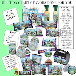 Battle Royale Birthday Party Favors Bundle, Chip Bag, Krispie Treat, Candy Labels, Custom Party Favors Personalized