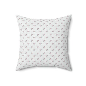 Coquette Room Decor, Faux Suede Square Pillow, feminine tiny rose accent pillow, vintage floral decor image 2