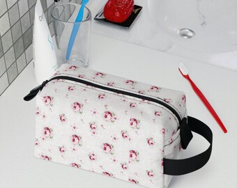Coquette, pink rosette Toiletry Bag, coquette travel accessories, dollette cosmetic bag, lolita aesthetic toiletry tote