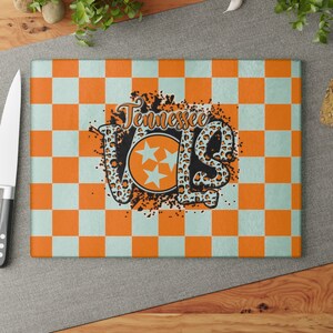 Tennessee Vols Glass Cutting Board, tn vols home decor, tn volunteers football gameday accessories, gift for vols fan, 11×15&quot;