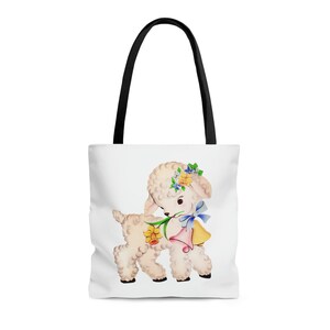 Coquette, coquette Tote Bag, retro kitsch lamb, trendy tote bag, fairycore tote, cottagecore bag, beach bag travel bag book bag image 3