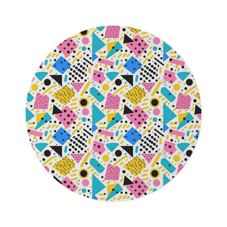 80s Print Round Rug, Memphis Pattern Large Area Rug, Fun Colorful Rug ...