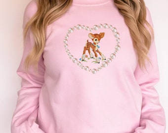 Coquette, coquette clothing, retro deer sweatshirt, lolita aesthetic, y2k aesthetic cottagecore shirt Heavy Blend Crewneck Sweatshirt