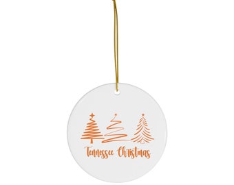 Adorno de cerámica navideña de Tennessee Vols, decoración navideña de tn vols, regalo para fanáticos de vols, adorno de árbol para voluntarios