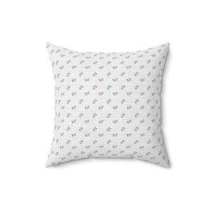 Coquette Room Decor, Faux Suede Square Pillow, feminine tiny rose accent pillow, vintage floral decor image 6