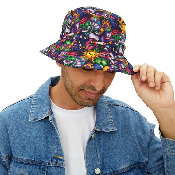 Weirdcore Bucket Hat, Cyberpunk Vaporwave Clothing, Aliencore