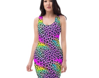 pink leopard bodycon dress Pink Leopard Print High Neck Mini Dress