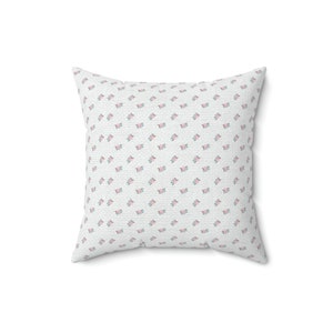 Coquette Room Decor, Faux Suede Square Pillow, feminine tiny rose accent pillow, vintage floral decor image 5