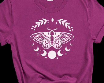Moth Comfort Colors Shirt, Cottagecore Tshirt, Damen Vintage Feel Shirt, Mottenshirt