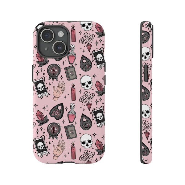 Étuis de téléphone résistants pastel gothiques sorcières pour iPhone 15 14 13 12 galaxie 23 22 21 20 coque de téléphone occulte esthétique sorcière ouija