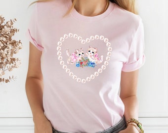 Coquette clothing, coquette shirt, retro kitten tee, dollette lolita aesthetic, vintage aesthetic hyper feminine tee