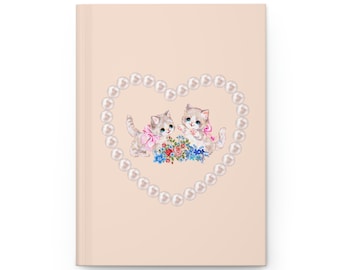 Coquette, coquette aesthetic journal, retro kitten kitsch notebook, gift for her, teen journal dollcore Hardcover Journal Matte