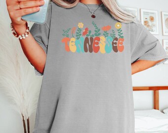 Comfort kleuren retro tennessee shirt, vintage tennessee botanische shirt, vsco shirt, comfort kleuren tennessee bloemen