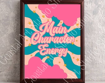 Y2k decor, preppy room decor main Character Energy Digital Print, y2k wall decor, trendy art print, pop art, maximalist decor, retro