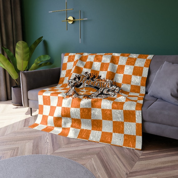 Tennessee Vols Crushed Velvet Blanket Tn Vols Checkerboard Blanket Super Soft and Cozy Gift for Vols Fan Etsy