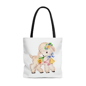 Coquette, coquette Tote Bag, retro kitsch lamb, trendy tote bag, fairycore tote, cottagecore bag, beach bag travel bag book bag image 1