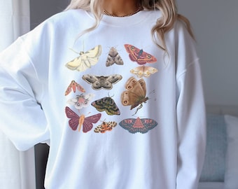 Moth Sweatshirt, moth sweater, dark academia shirt, witchy sweatshirt, cottagecore clothing, goth clothing, light academia
