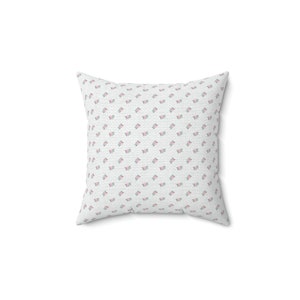 Coquette Room Decor, Faux Suede Square Pillow, feminine tiny rose accent pillow, vintage floral decor image 4