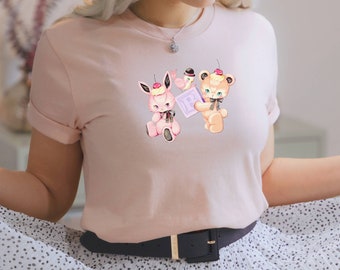 Coquette Clothing Retro Kitsch tshirt, Cottagecore Lolita Feminine tee, vintage aesthetic Unisex Jersey Short Sleeve Tee