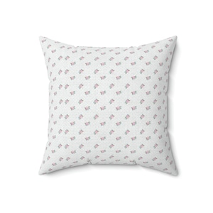 Coquette Room Decor, Faux Suede Square Pillow, feminine tiny rose accent pillow, vintage floral decor image 1