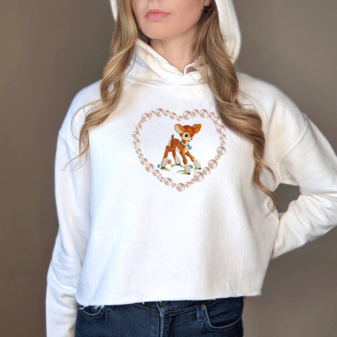 Kitsch Baby Coquette Aesthetic, Retro Kitsch Baby Deer Crop Hoodie, Y2k Crop Top ...