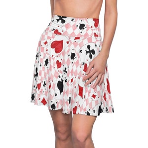 Falda skater de Alicia en el País de las Maravillas para mujer, falda con estética de reina de corazones, ropa alternativa para mujer, falda skater