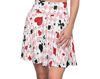 Alice in Wonderland Women's Skater Skirt, queen of hearts aesthetic skirt, womens alt clothing, skater skirt